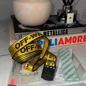 Off-White Yellow and Black Industrial Belt with Branded Buckle